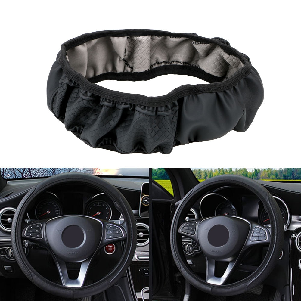 FORAUTO Car Steering Wheel Cover Skidproof Auto Steering- wheel Cover Anti-Slip Universal Embossing Leather Car-styling