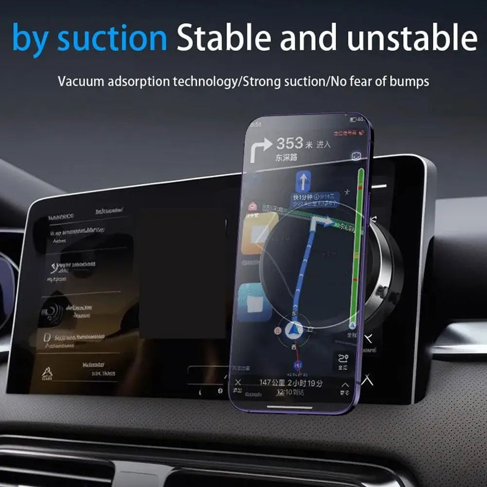 Car Mount Mobile Phone Holder Intelligent Magnetic Vacuum Adsorption Ultra Stable Suction Cup Bracket For Navigation Live Stream