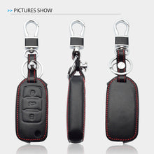 Load image into Gallery viewer, Leather Car Key Case For VW Volkswagen Polo Golf Passat Beetle Caddy T5 Up Eos Tiguan Skoda A5 SEAT Leon Altea Flip Remote Cover