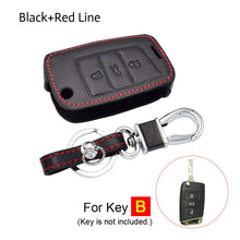 Load image into Gallery viewer, Leather Car Key Case For VW Volkswagen Polo Golf Passat Beetle Caddy T5 Up Eos Tiguan Skoda A5 SEAT Leon Altea Flip Remote Cover