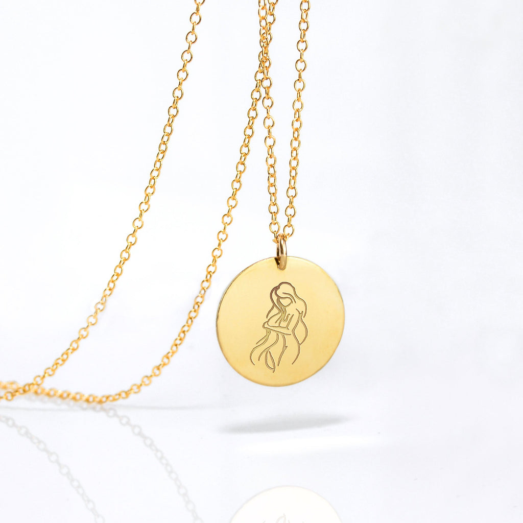 Zodiac Image Necklace : Silver, Gold or Rose Gold filled